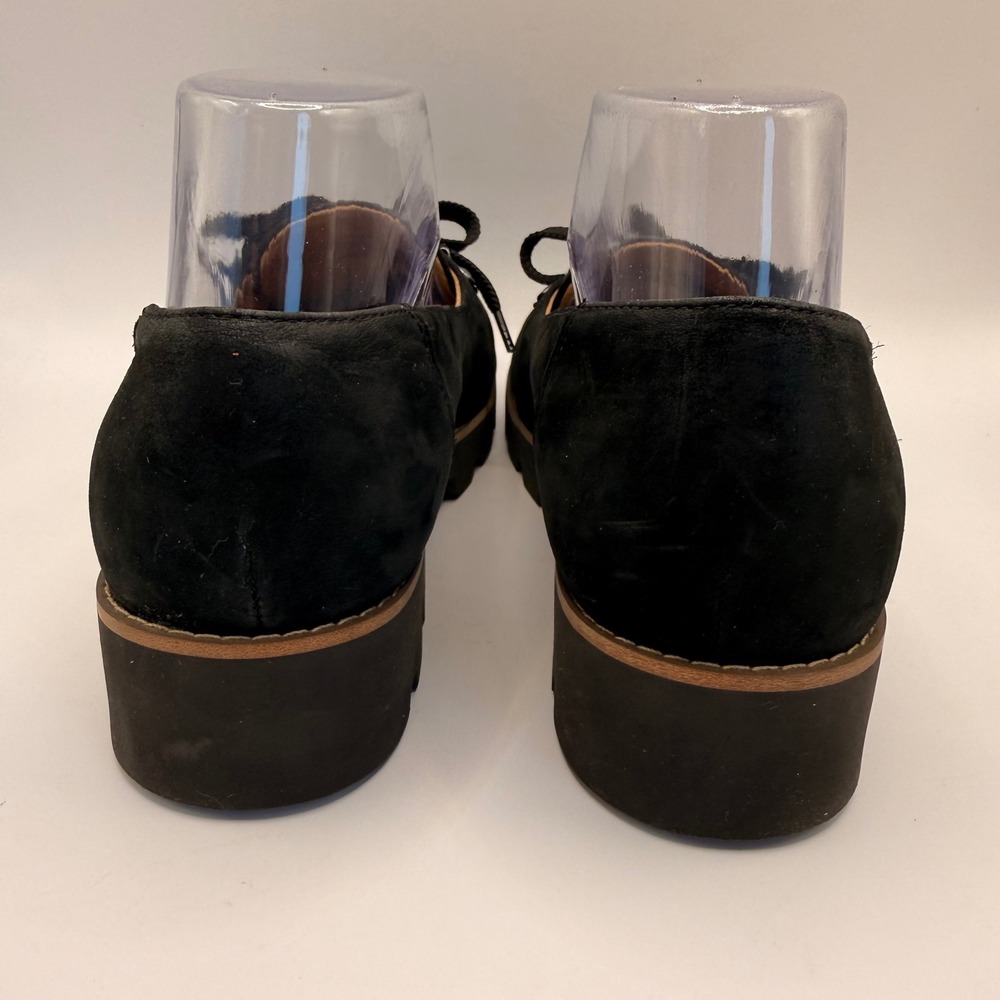 Vionic Teagan Black Suede Lug Sole Platform Loafers Womens Size 7 Moc Toe Lace - Picture 6 of 9